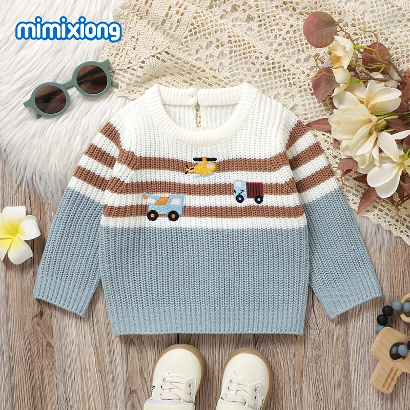 

Spring Autumn Baby Boys Knitwears Cartoon Car Knitted Infant Child Crew Neck Long Sleeve Pullovers 1-3Y Toddler Jumpers Clothing