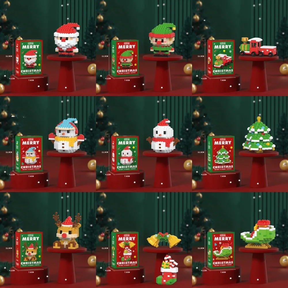 

2pcs Santa Claus Figure Micro Building Block DIY Xmas Tree Assembling Bricks Reindeer Puzzle Christmas Gifts Children's Toy