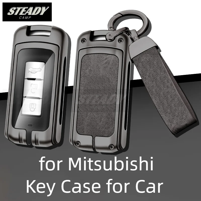 

Zinc Alloy Leather Car Key Case Cover for Mitsubishi Outlander Lancer Pajero Metal Protector Shell Keychain Auto Accessories