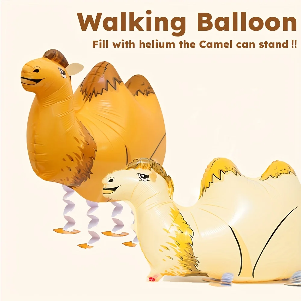 1 ou 2 pièces Ballon chameau debout et marchant, grand modèle, prêt pour l'hélium, décoration de fête, fournitures pour fête d'anniversaire sur le thème du désert, accessoires photo