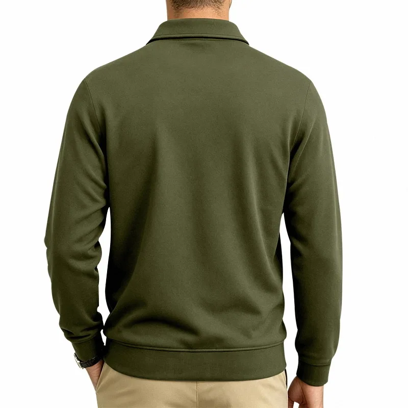 Herbst- und Winter-Herren-POLO-Pullover mit langen Ärmeln, lässigem Kragen, sportlichem Design und mehreren Taschen, Großhandel – Detail 19