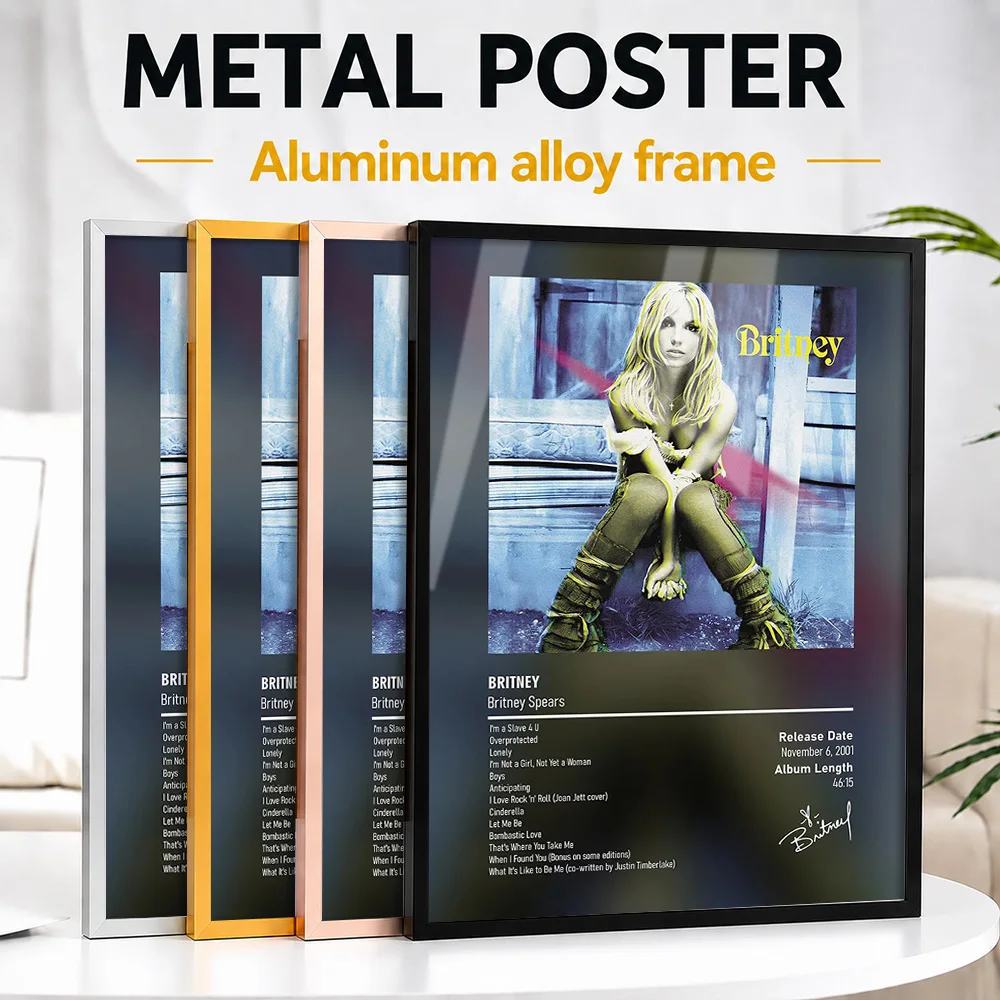 Britney Album Framed Aluminum Metal Poster Customized Photo Curated Sound Style Wall Art For Music Room Premium Collector Gift