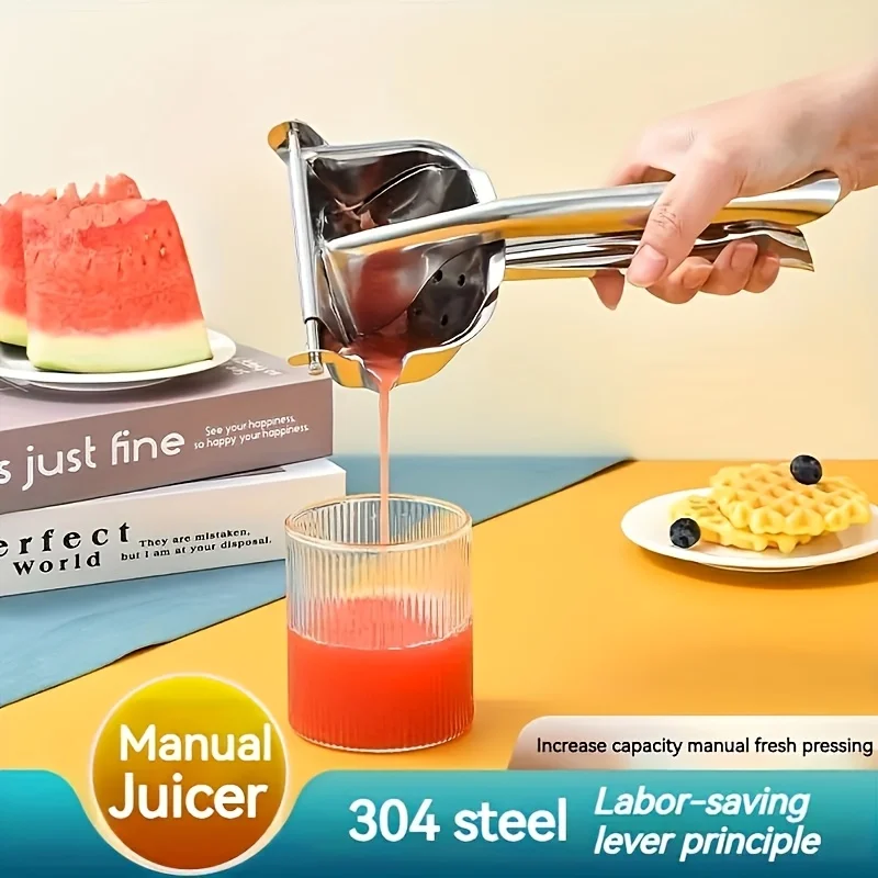 Stainless Steel Manual Juice Squeezer, 304 Kitchen Gadget for Pomegranate & Orange Juice Separation, Home Dregs Juicer, Durable