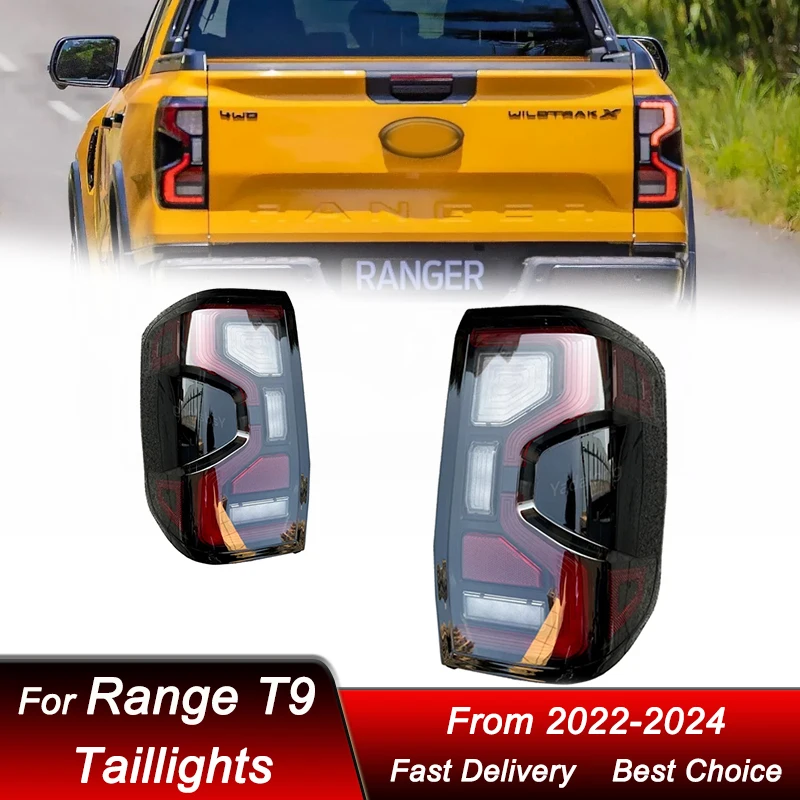 Car Tail Lights For Ford Ranger T9 2022-2024 to new style full LED Dynamic Turn Signal Light Tail Lamp Assembly