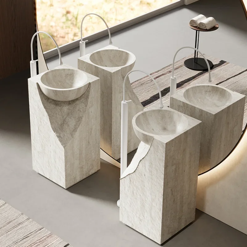 

Beibai travertine marble personalized creative B & B hotel clubhouse outdoor villa hand wash face column basin