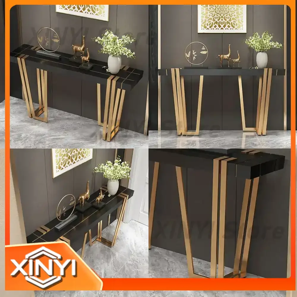 Console Table for ZQ Italian Light Luxury Stainless Steel Home Hotel Corridor Aisle