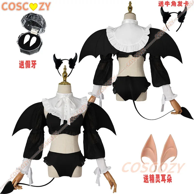 qq681Anime 마이 드레스업 달링 마린 키타가와 리즈 큐엔 코스프레 의상 섹시 란제리 세트 헤드웨어 윙스 가발 스타킹 할로윈용