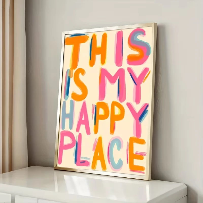 Modern This Is My Happy Place Quotes Wall Art Print Canvas Painting Poster Picture For Bedroom And Living Room Home Decor image 3