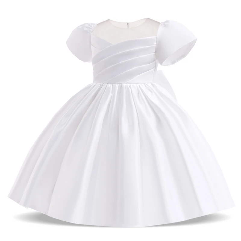 Pageant Kids Little Bridesmaid Dress For Girl Children Costume White Princess Dresses Vestido Flower Girls Clothes Party Gown