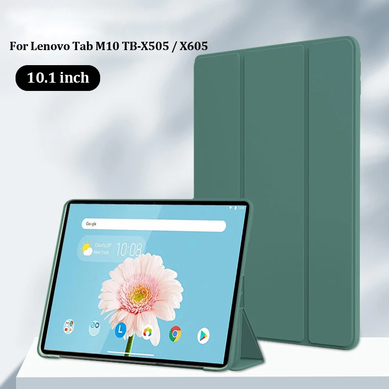 Für Lenovo Tab M10 Hülle TB-X605F L Dreifach faltbare weiche TPU-Rückseite mit Ständer Tablet-Hülle für Lenovo Tab M10 10,1 Zoll TB-X505F TB-X505X X505L