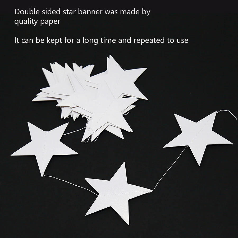4m*7cm Glänzende Stern-Papiergirlande Banner Gold Silber Wimpelkette für Babyparty Kinderzimmer Hochzeit Hängedekoration – Detail 5