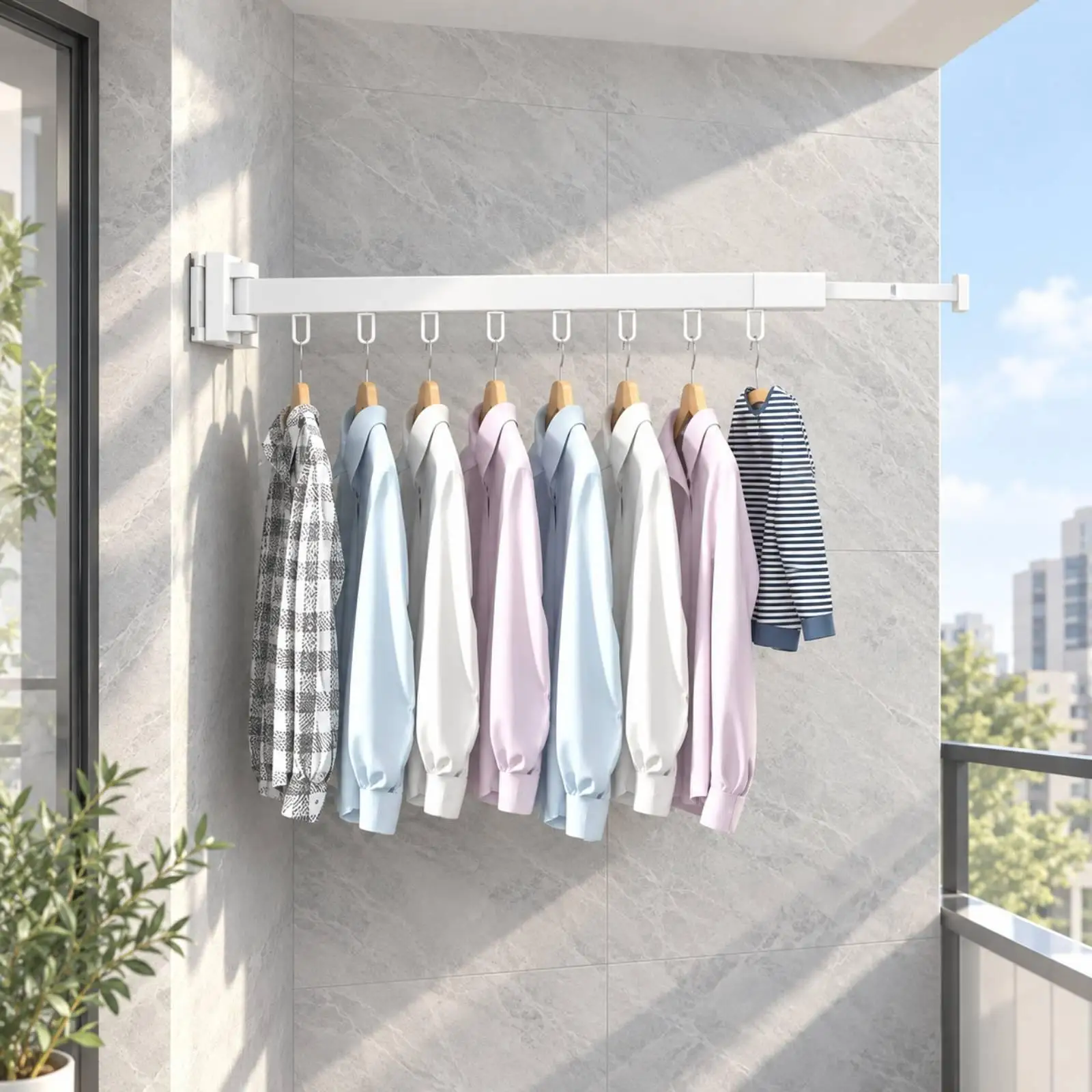 Aluminum Folding Wall Rack for Drying Clothes Telescopic Extendable Dehydrating Rack with Hardware for Laundry Room
