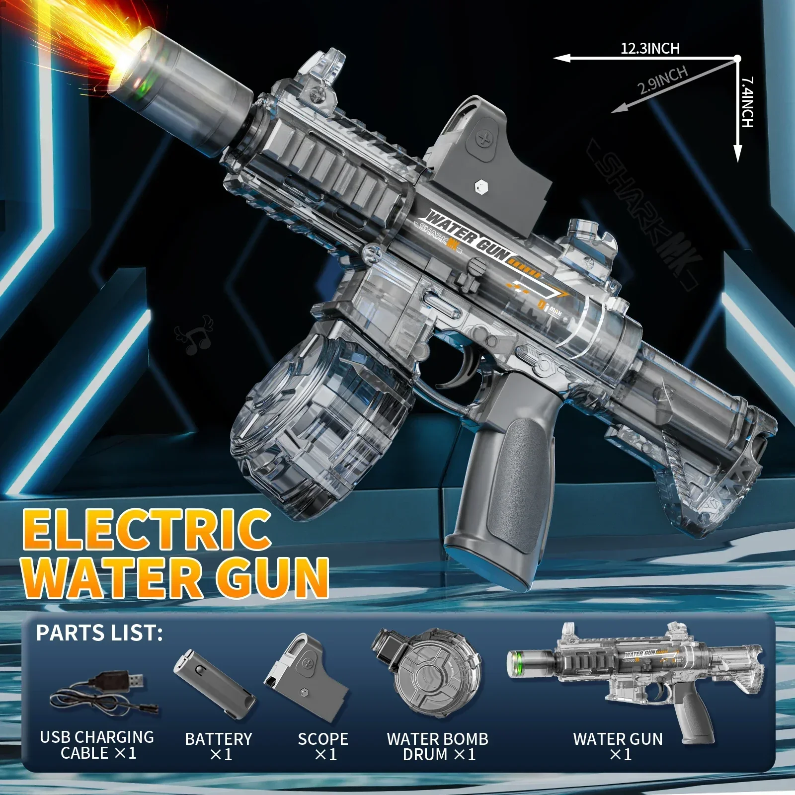 Led Light Emitting Electric Water Gun Toys Children Automatic Sensor Lights Water Pistol Summer Outdoor Beach Pool Toy for Kids