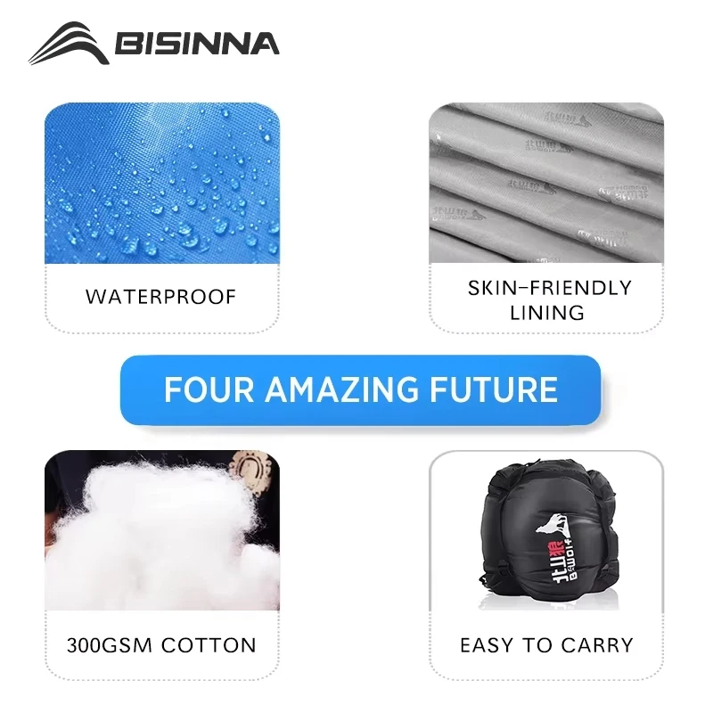 BISINNA Camping Sleeping Bag Ultralight Waterproof  4Season Warm Envelope Backpacking Sleeping Bags for Outdoor Traveling Hiking