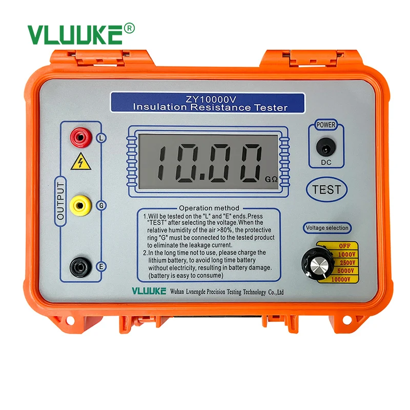 VLUUKE 10KV High Voltage Digital Ohm Meter Megameter Digital Clamp Ground Insulation Resistance Tester