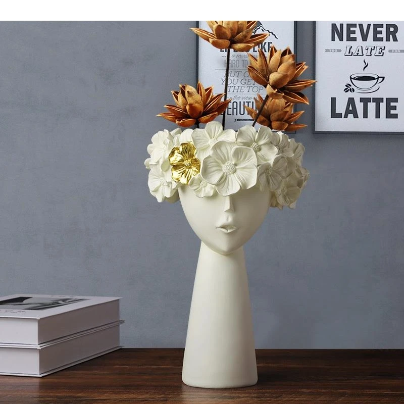 

Flower Girl Flowerpot Plant Potted Resin Vase Abstract Figure Portrait Monroe Room Countertop Decoration