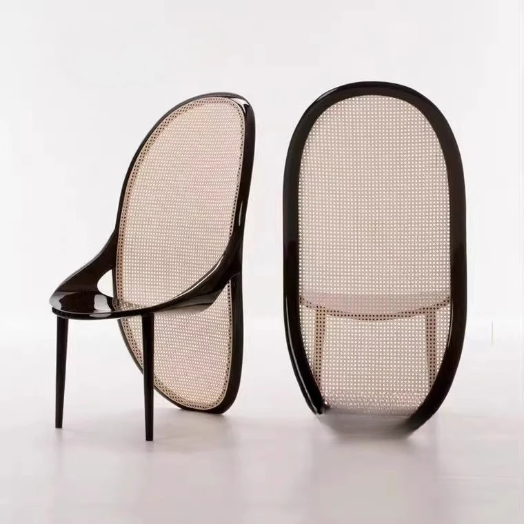 Solid wood rattan dining chair model room living room high back leisure chair restaurant hotel reception negotiation chair