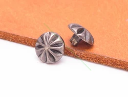 50 Pcs Vintage Silver Pumpkin Flower Leathercraft Rivet Stud Spot Rivetback Leather Clothing Belt Conchos Decor Hardware