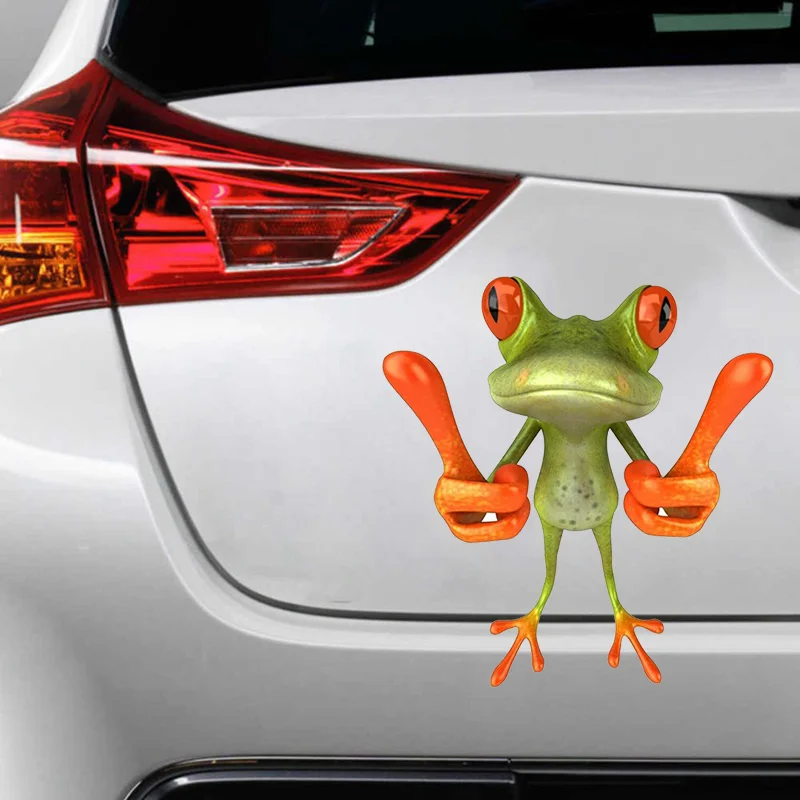 A0121# Self-adhesive Decal Cartoon Frog Car Sticker Waterproof Auto Decors on Bumper Rear Window Laptop