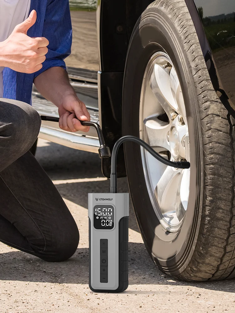 ETENWOLF C2 Combo gonfleur de pneu Portable robuste et Kit de prise de pneu réparation instantanée de pneu plat pour voitures camions d'urgence sans fil