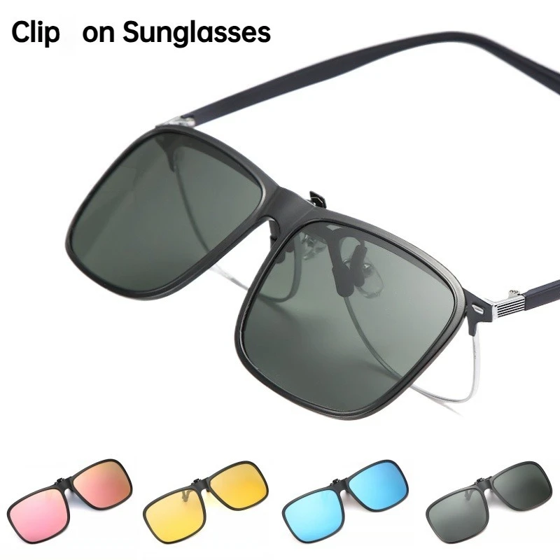 

New Retro Clip-on Polarized Sunglasses TR90 Clip-on Eyewear Driving Sunglasses with Sunshade Lenses Eyeglasses Universal