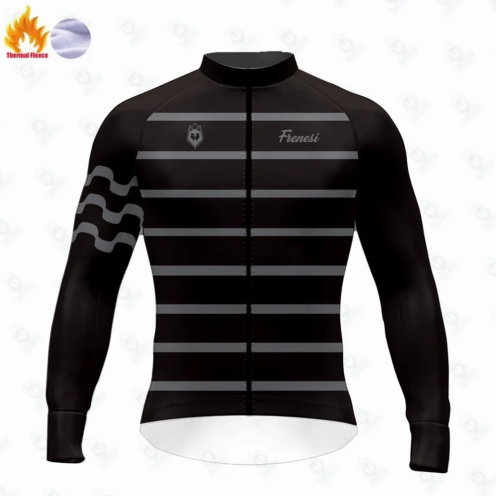 Frenesi Winter Men\'s Cycling Jackets Long Sleeve Thermal Fleece Training LS Jersey Ciclismo Road Bicycle Mtb Bike Clothing