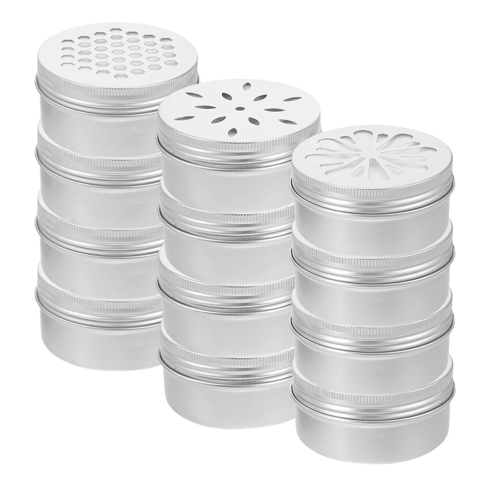 12Pcs Round Aluminum Hollow Screw Lid Tins Lightweight Storage Containers for Hair Wax Balm Candy Aluminium Jar