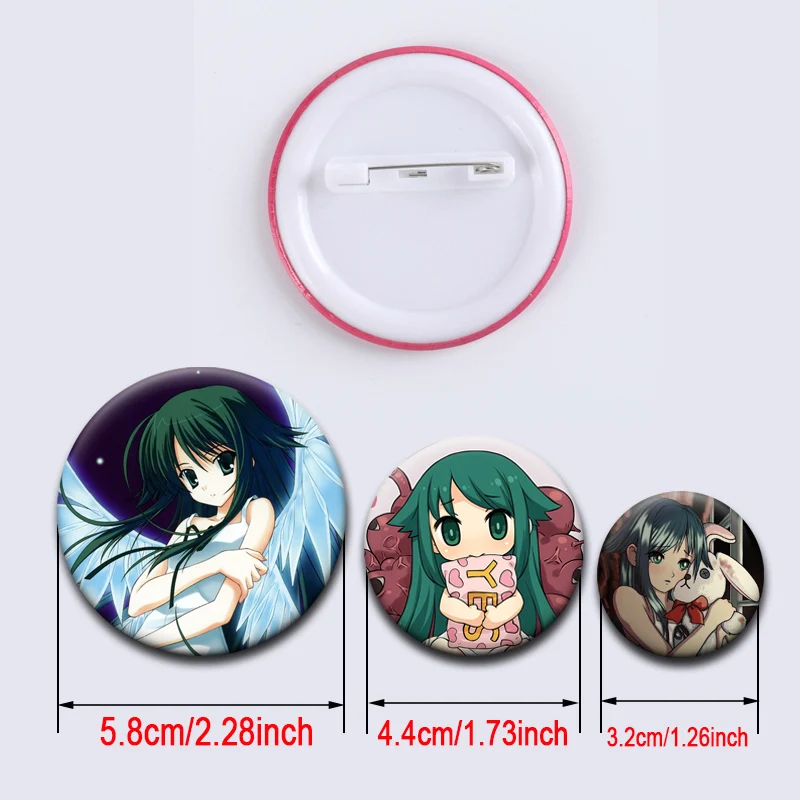 Cute Cartoon Girl Saya Pins Exquisite Round Snap-in Brooches for Backpack Cothes Accessories Anime Collection Badge Bag Decor