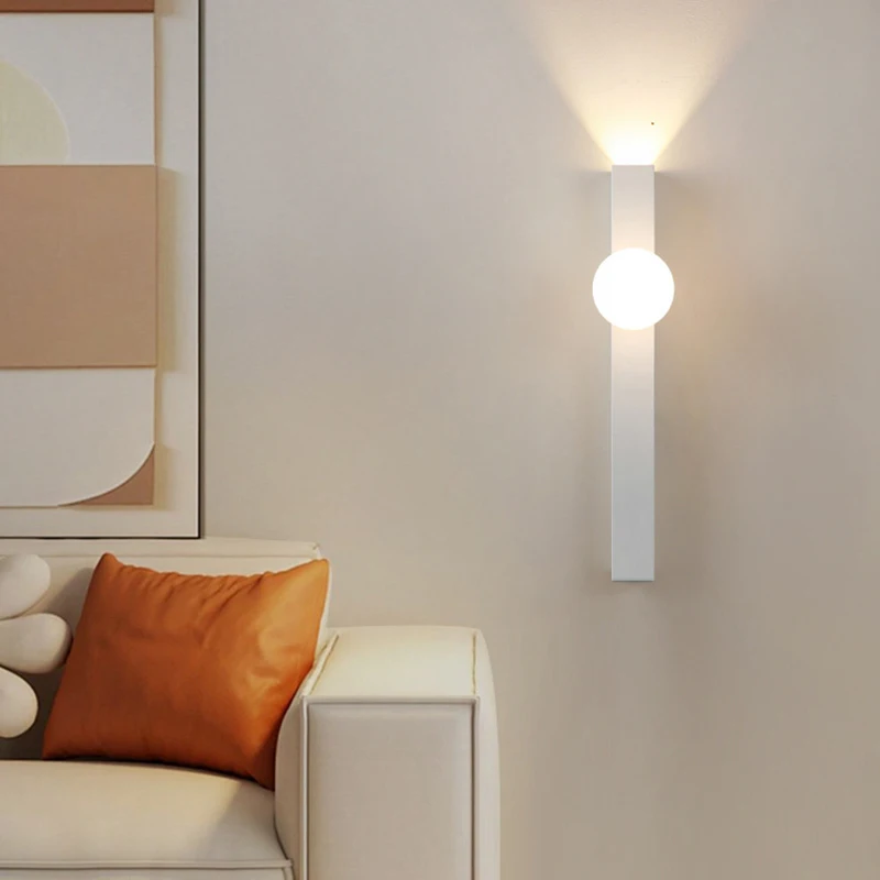 

Modern White Pink Black Blue Metal Wall Light White Glass For Bedroom Stairs Aisle Restaurant Sconce
