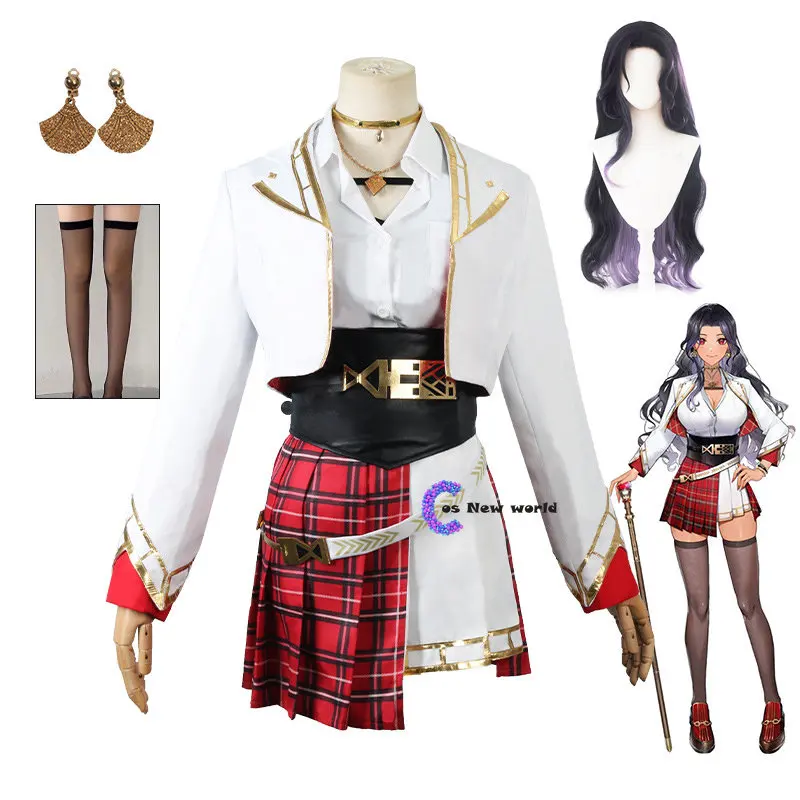 Nijisanji EN Scarle Yonaguni Cosplay Costume and Accessories ILUNA VTuber Wig Headwear YouTuber Performance Role Play Costumes