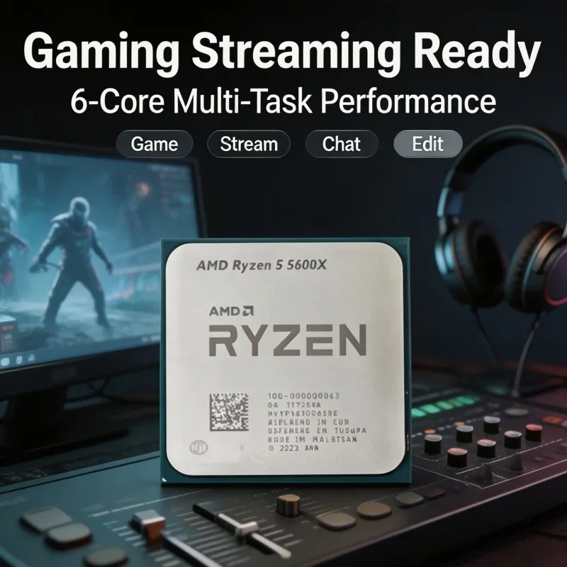 Ryzen 5 5600X Unlocked Desktop Upgrade CPU 6‑Core 12‑Thread 32MB L3 Cache Socket AM4 Tray Without cooler