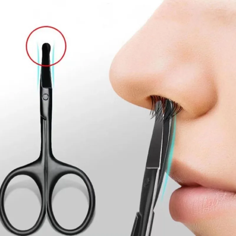 Nose Hair Scissors Mini Stainless Steel Round Head Beauty Trimmer Nose Hair Trimmer Portable Ergonomics Nose Hair Cutter