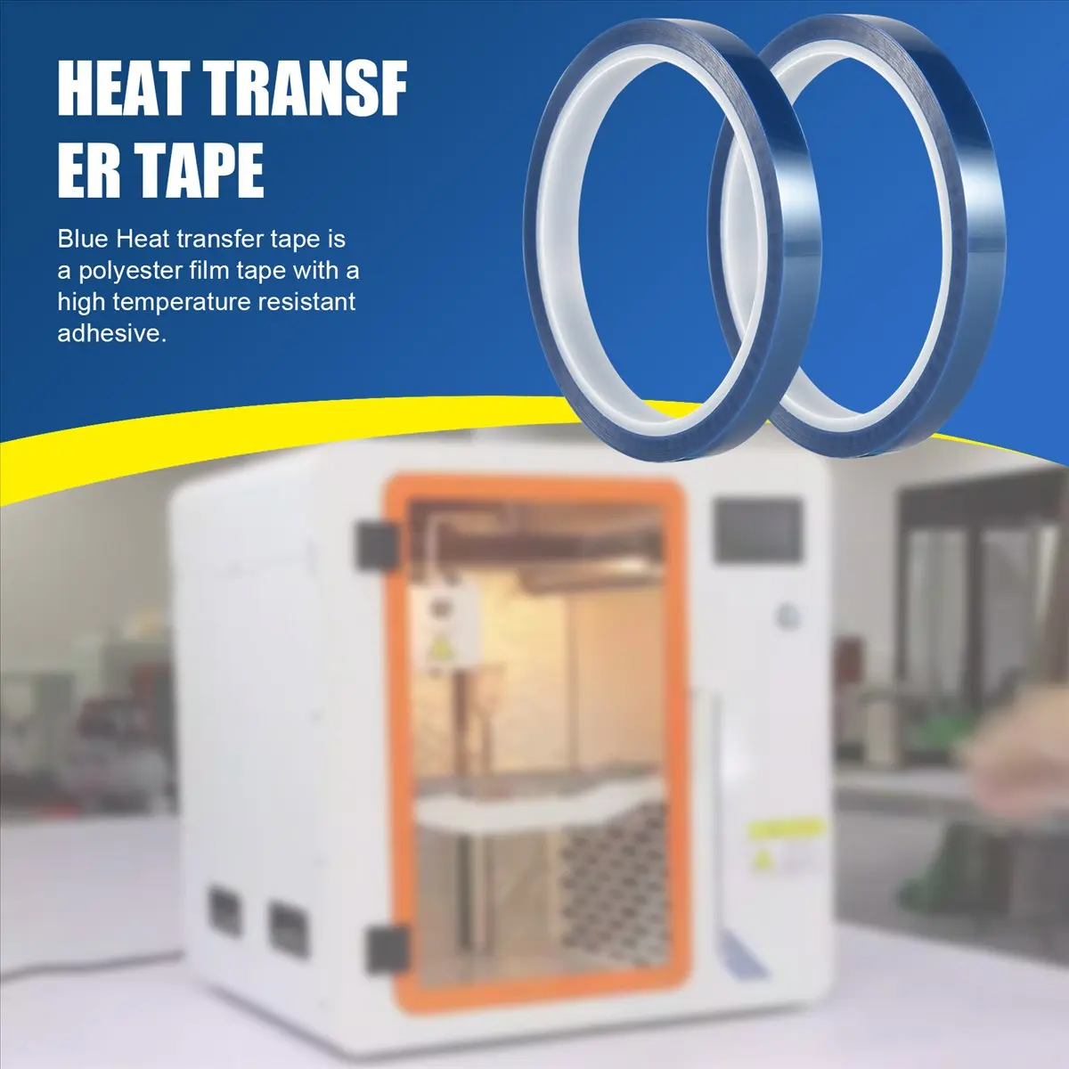 REST 2 Rolls 10mmx33M(108Ft) Blue Heat Tape Heat Transfer Tape for Heat Sublimation Press No Residue and Heat Transfer Vinyl