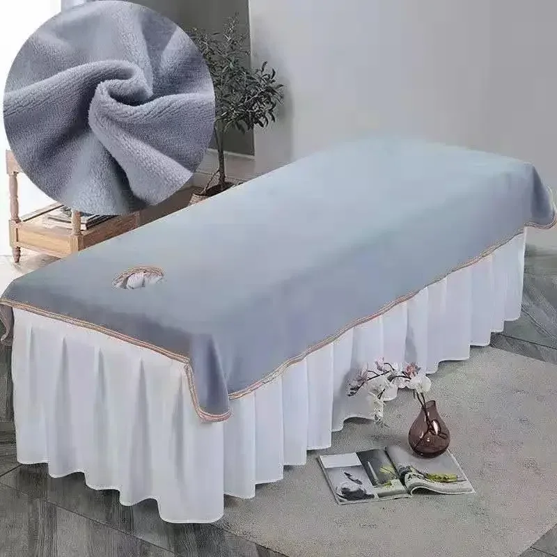 1pcs Laced Crystal Velvet Massage Table Bed Sheet SPA Bedspread for Beauty Salon Thick Warm Bed Sheets Bed Cover
