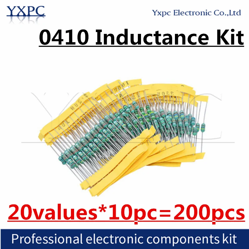 20 Values*10PCS=200PCS 0410 Inductor Assorted Kit 1uH-4.7MH 0.5W Color Ring Inductance Sets 1UH 2.2UH 4.7UH 6.8UH 220UH 47UH 1MH