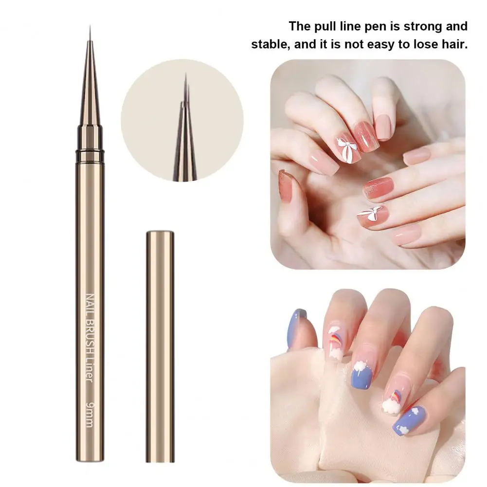 Color Filling Nail Pen Professional Nail Art Brush Set with Ultra-fine Nylon Hair Comfortable Grip Metal Body for Beginners