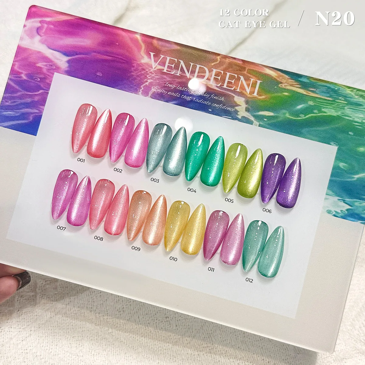 12 Pcs Fluorescent Crystal Glass Bead Cat Eye Magnetic Gel Polish Multi Color Glitter Semi Permanent Soak Off Nail Art Manicure