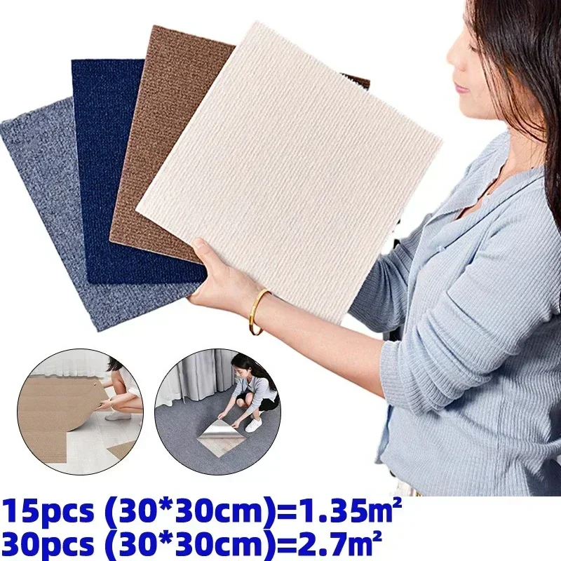 

Self Adhesive Carpet Floor Tiles Sticker Square Rugs Peel and Stick Mat DIY Flooring for Kitchen Dining Room Bedroom Home Decor