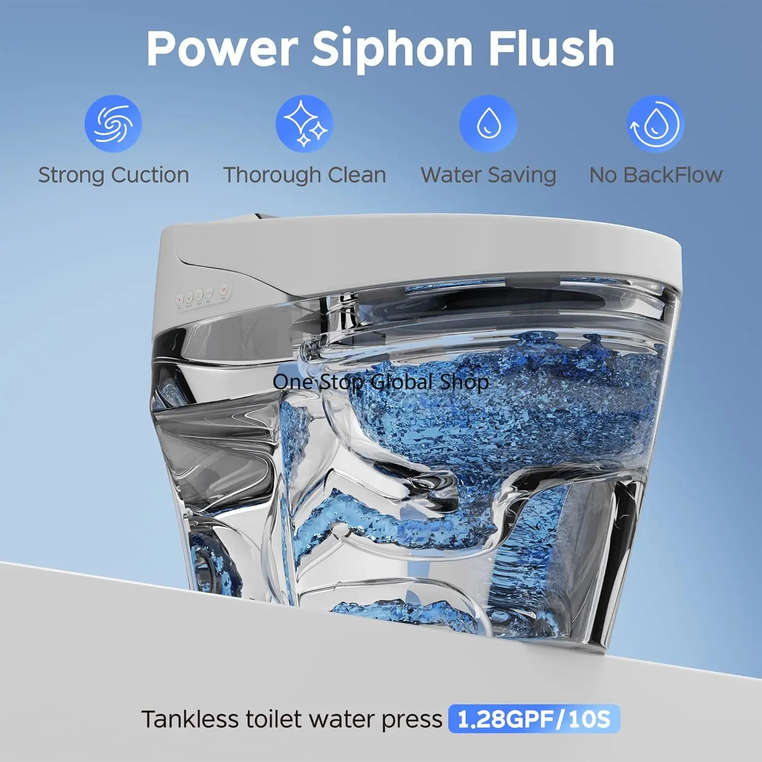 Toilet with Bidet Built in, Elongated Tankless Toilet with Heated Bidet Seat, Warm Water & Air Dryer,LED, Customized 2