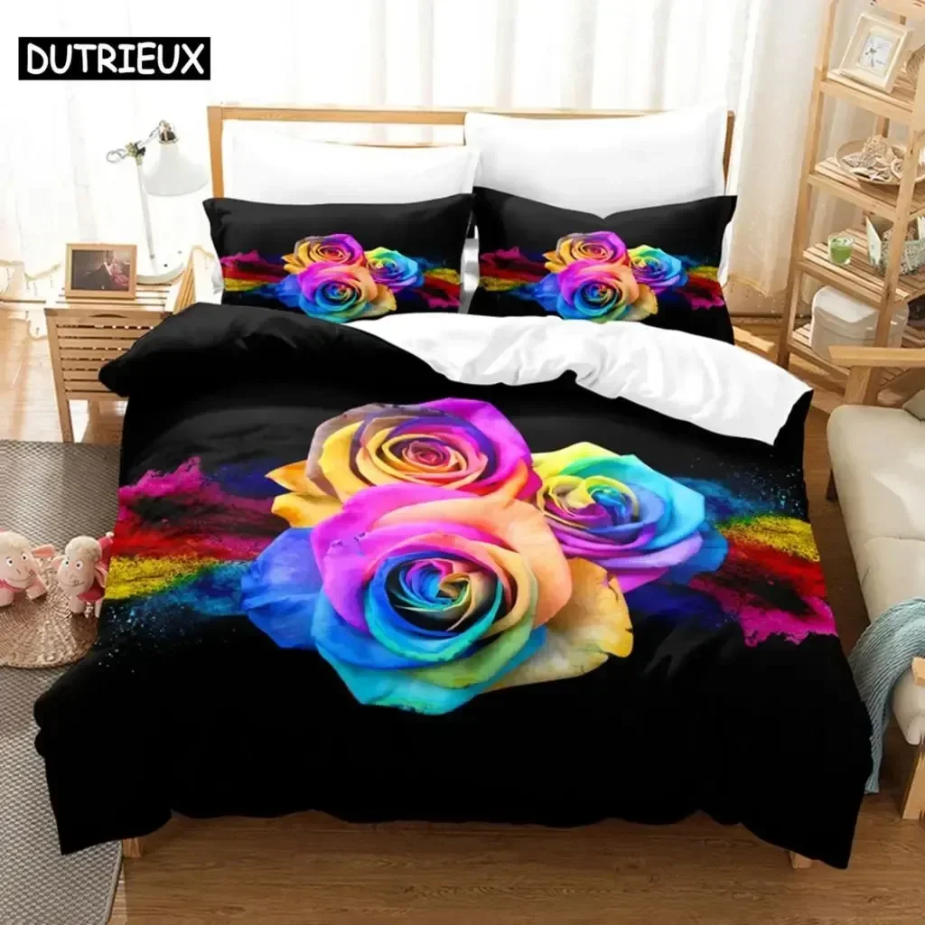 Red Roses Duvet Cover Set Queen Size King Full 3D Bedding Sets Flower Pillowcase Quilt Linens Single Double Bed 220x240 200x200