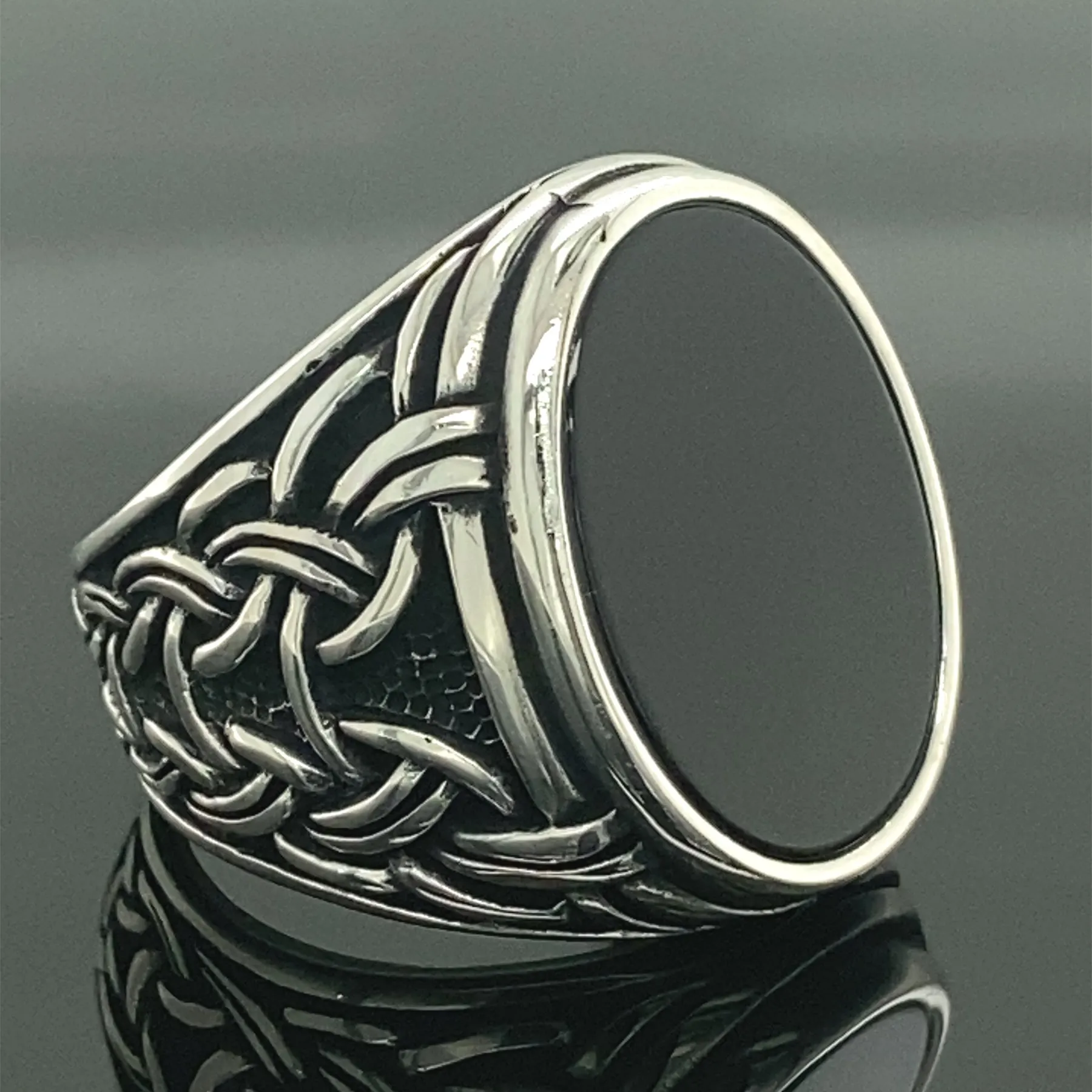 

Man Handmade Onyx Stone Ring , Silver Black Onyx Stone Ring , Ottoman Style Ring , 925k Sterling Silver Ring