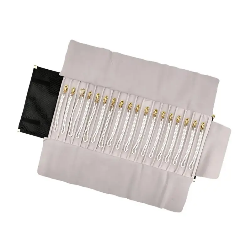 A52E Elegante Schmuck-Rolltasche mit sicheren Fächern, perfekt für Reisen und den Heimgebrauch – Detail 7