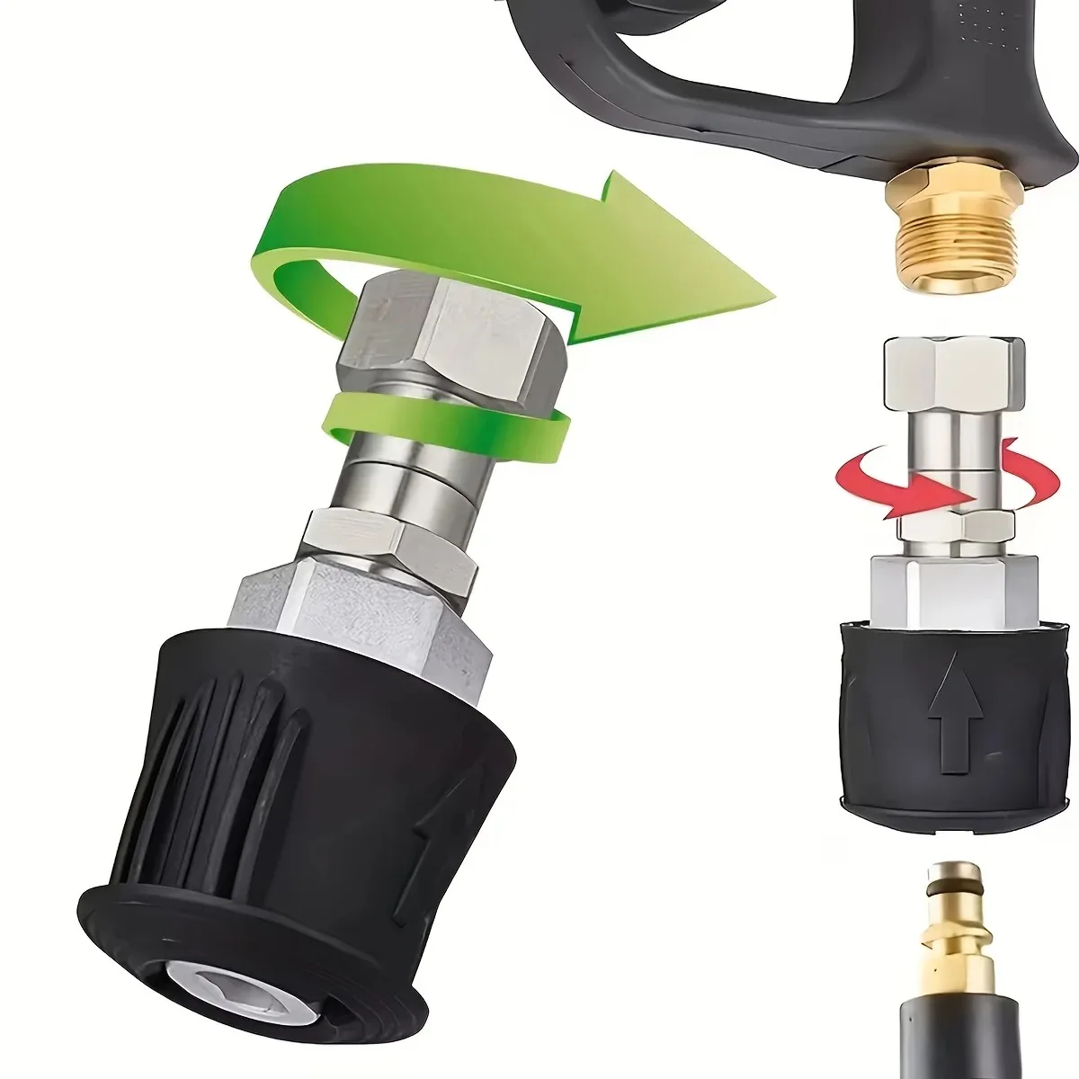 Stainless Steel 360 Degree Rotary Swivel Joint, Anti-Tangle Connector for Karcher K2-K7, Lavor, Parkside Pressure Washer