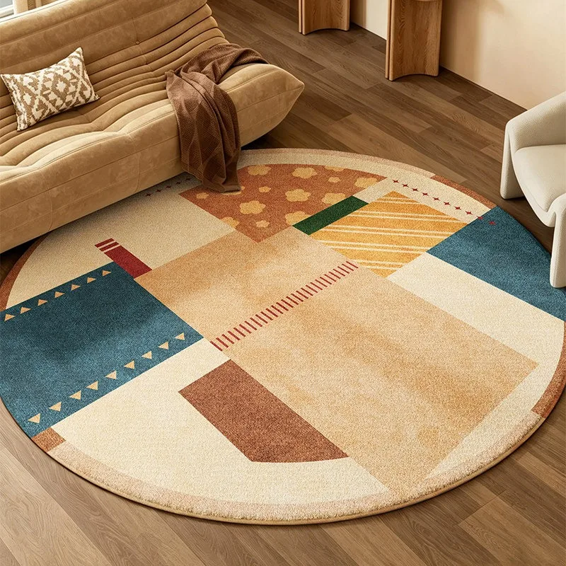 Round Living Room Carpet Soft Fluffy Comfortable Floor Mat Dopamine Brown Rug Large Size Bedroom Bedside Mats Home Decor Rugs