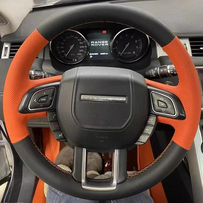 

Сшитый вручную нескользящий чехол на руль из натуральной кожи для Land Rover Range Rover Sport 2014-2017