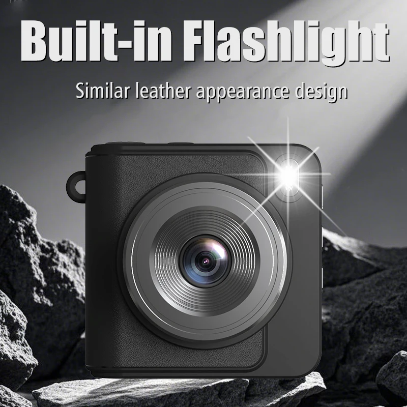 Mini câmera chaveiro com lâmpada flash, câmera digital para crianças, microcamera, gravação de vídeo em loop automático, filmadora de bolso vintage