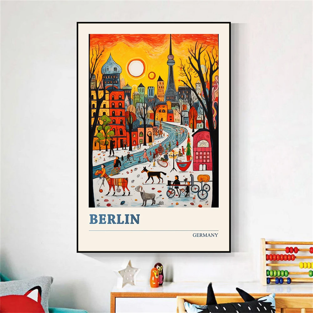 

European City Travel Poster Ludwig Modern Vibrant Art Print Photo Painting Wall Gift Berlin Home Decor Canvas Print Art Poster
