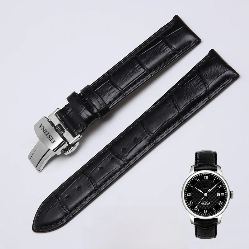 Correa de reloj FESTINA de cuero genuino con hebilla de mariposa de acero inoxidable para hombre y mujer, ajuste original, in...