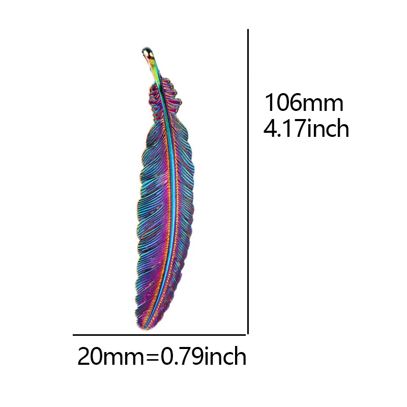 2pcs/Lot Fashion Rainbow Color Feather Leaves Charms Zinc Alloy Pendant For Earrings Bracelet Jewelry Making Diy Accessories