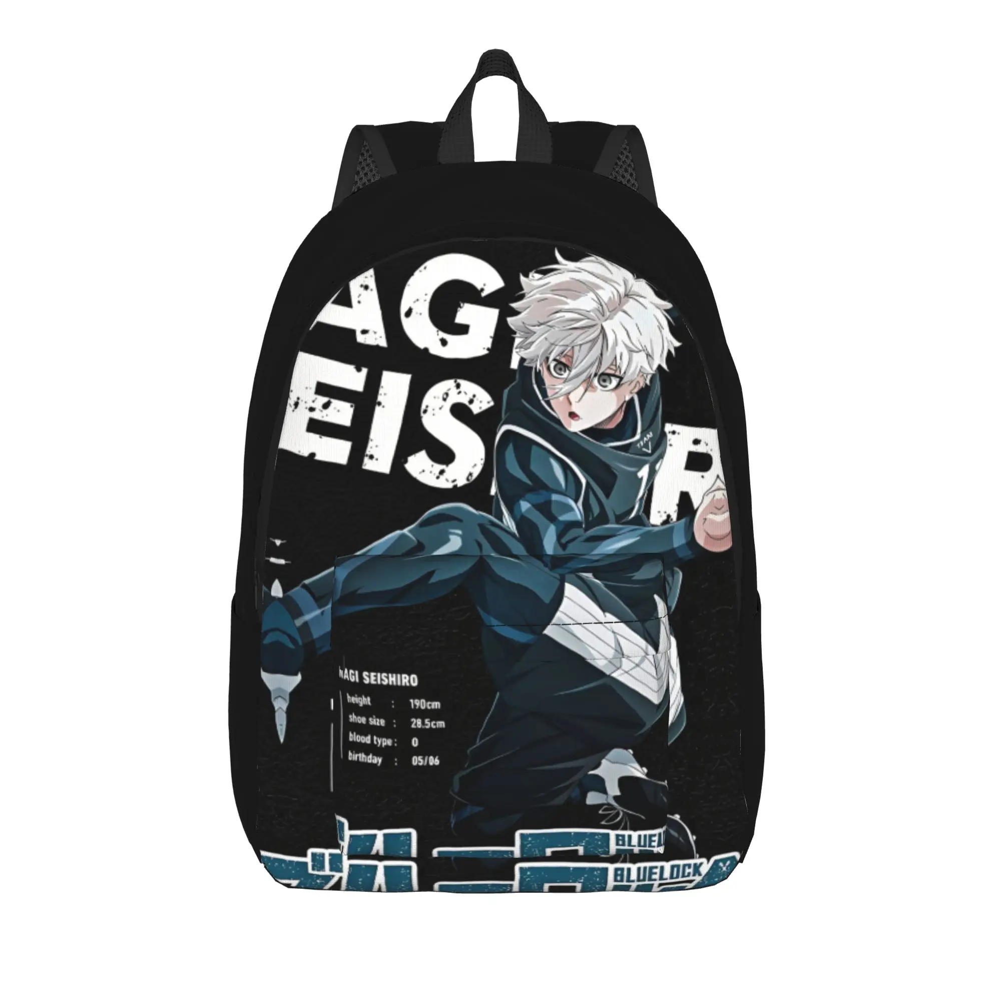 Blues Locks Soccer Player Backpack  Boy Girl Polyester Outdoor Style Backpacks Big Casual School Bags Rucksack